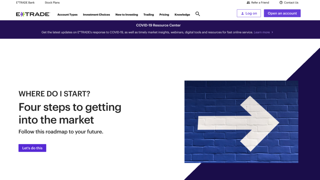 E*Trade homepage