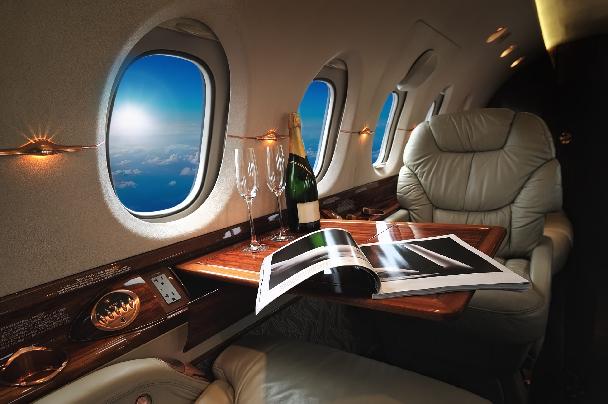 Interior of a private luxury plane