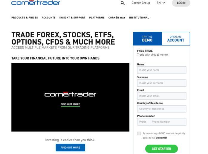 cornertrader homepage