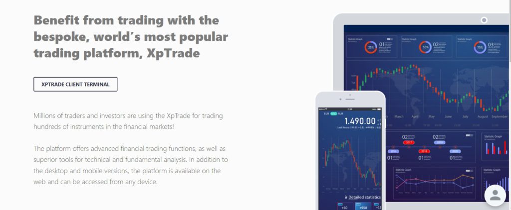 XPoken offers the XpTrade platform for windows, android, ios, and ipad devices.