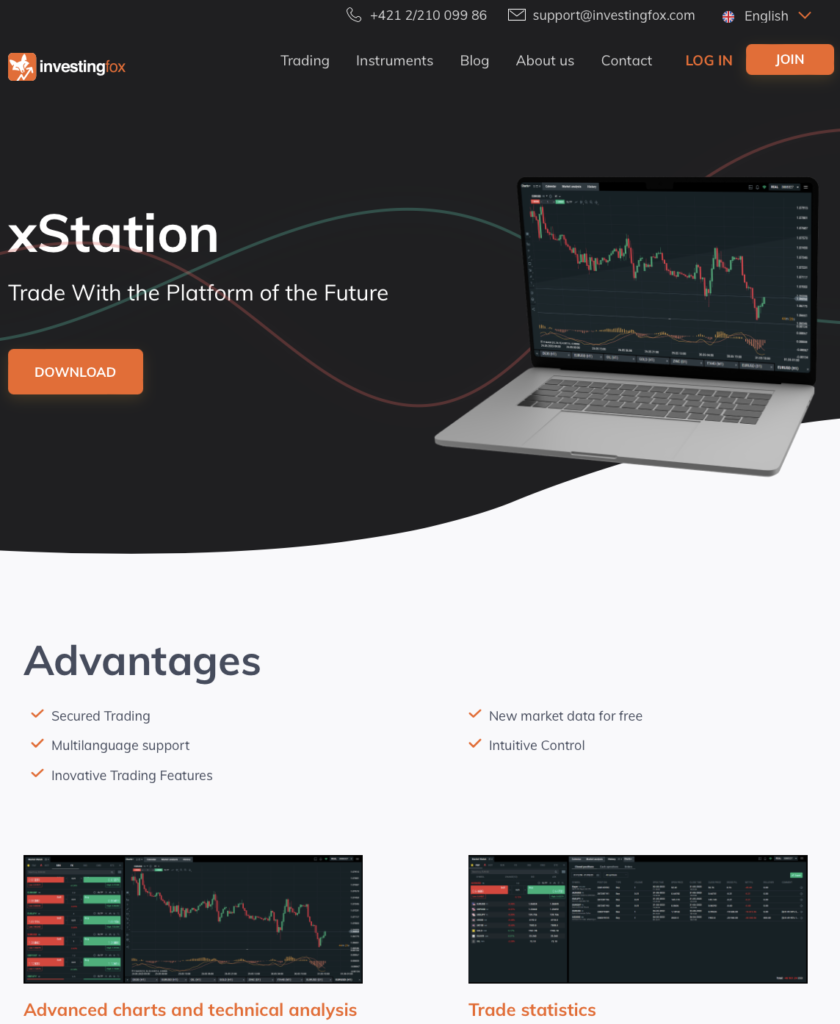 Trade on xStation platform with InvestingFox