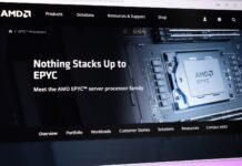 Chipmaker AMD acquires AI firm World Labs for over eight billion dollars AMD EPYC hero: bold headline 'Nothing Stacks Up to EPYC' with a server motherboard image in the background and navigation bar above (informational).